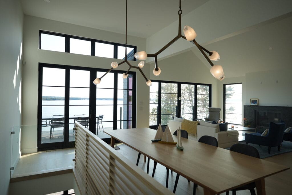 Pendant lighting setup in open-concept room by professional electricians in Halifax