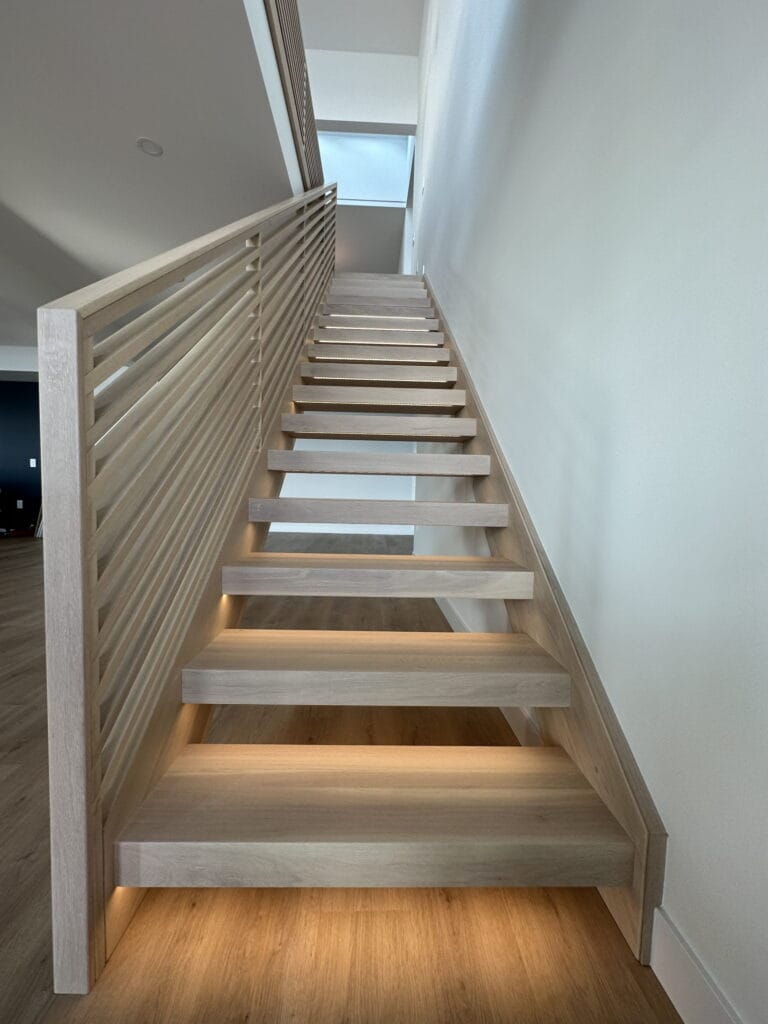 Staircase lighting project with LED strip lights by trusted electricians Halifax NS